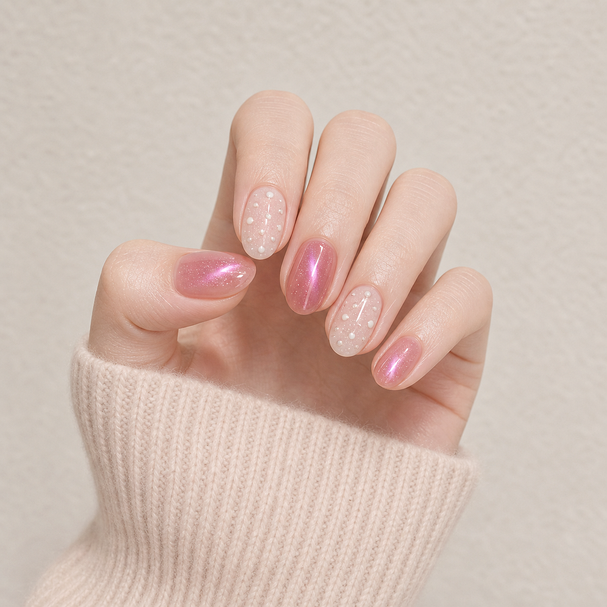 Pink Cat-Eye Toast temporary fist pose review image