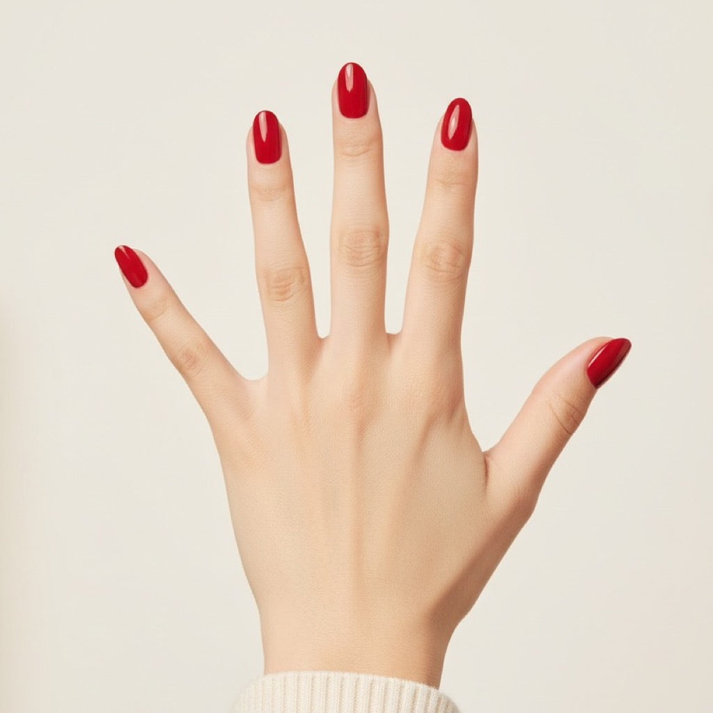 Cherry Bomb Press-On Nails NAILINK EVERYDAY press-on nails, five-finger view, 24 nails in 12 sizes