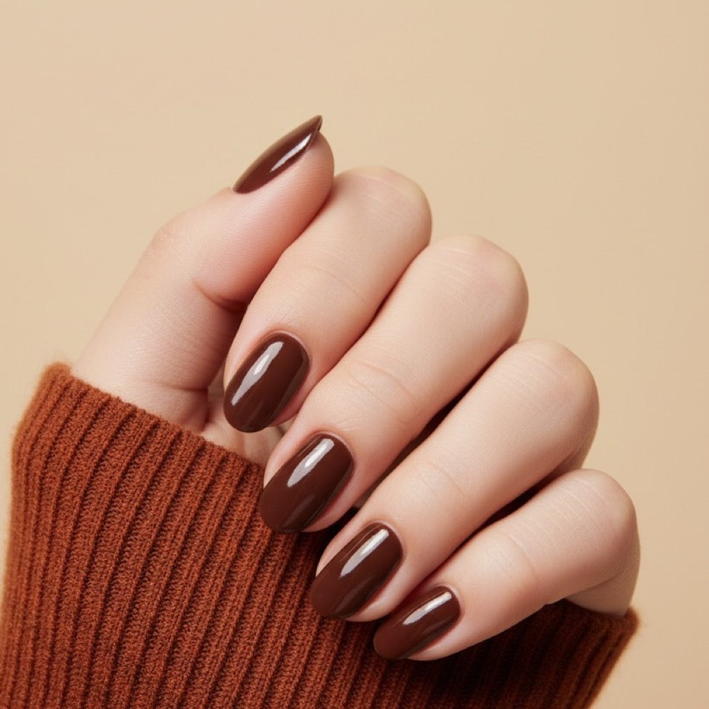 Espresso Press-On Nails NAILINK EVERYDAY press-on nails, worn fist view