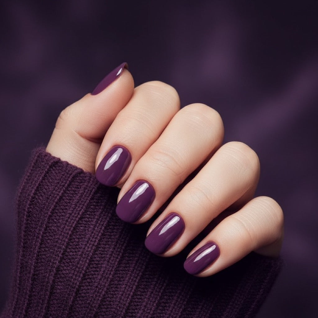 Plum Press-On Nails NAILINK EVERYDAY press-on nails, worn fist view