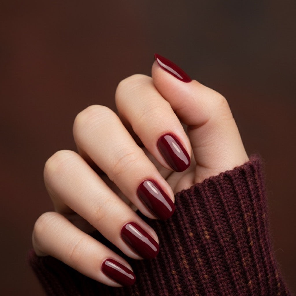 Bordeaux Press-On Nails NAILINK EVERYDAY press-on nails, worn fist view