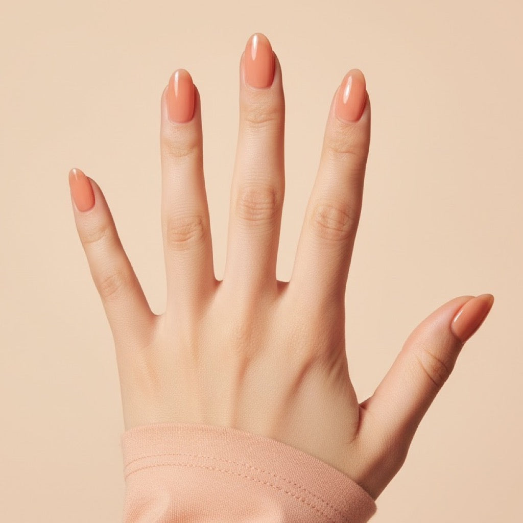 Jelly Peach Press-On Nails NAILINK EVERYDAY press-on nails, five-finger view, 24 nails in 12 sizes