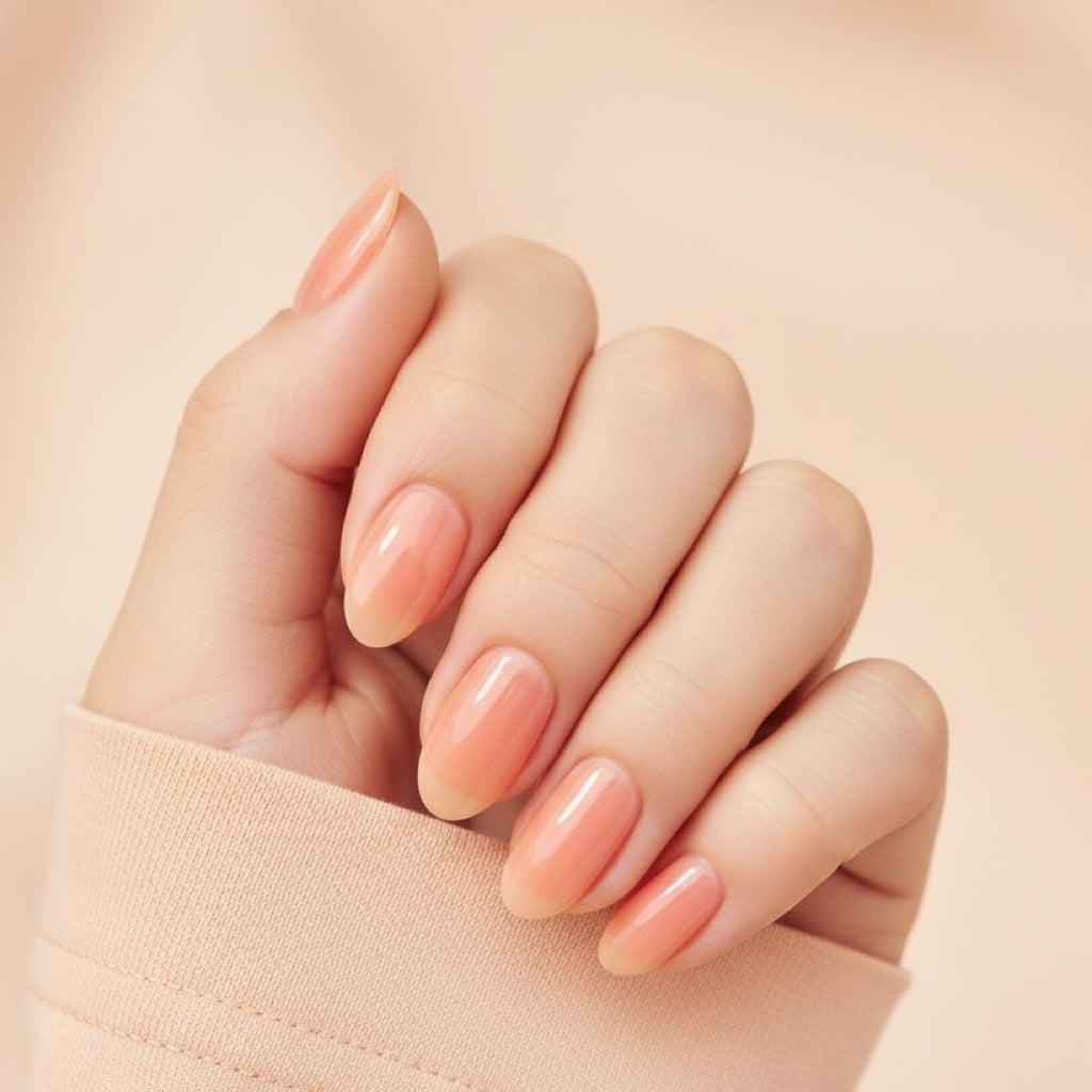 Jelly Peach Press-On Nails NAILINK EVERYDAY press-on nails, worn fist view