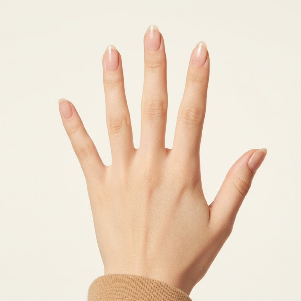 Jelly Nude Press-On Nails NAILINK EVERYDAY press-on nails, five-finger view, 24 nails in 12 sizes