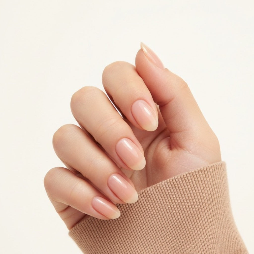Jelly Nude Press-On Nails NAILINK EVERYDAY press-on nails, worn fist view