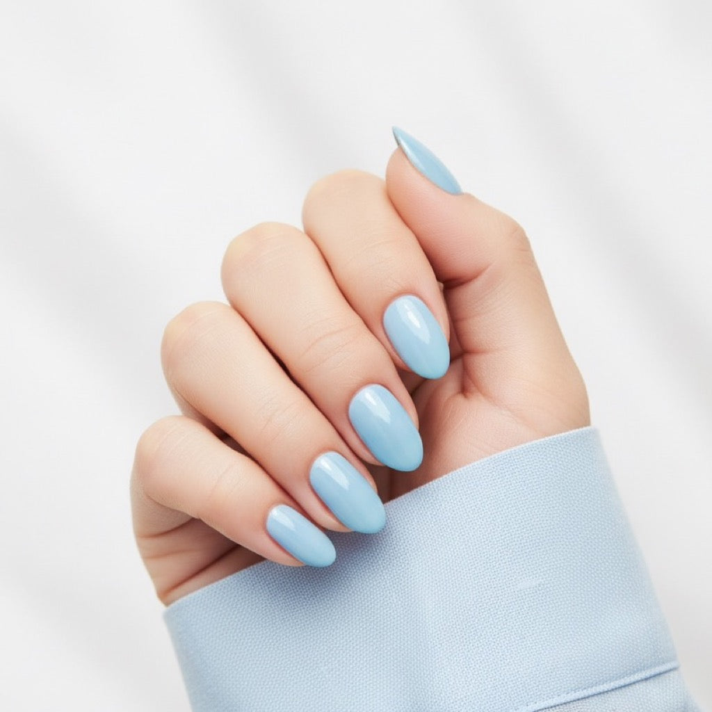 Sky Press-On Nails NAILINK EVERYDAY press-on nails, worn fist view