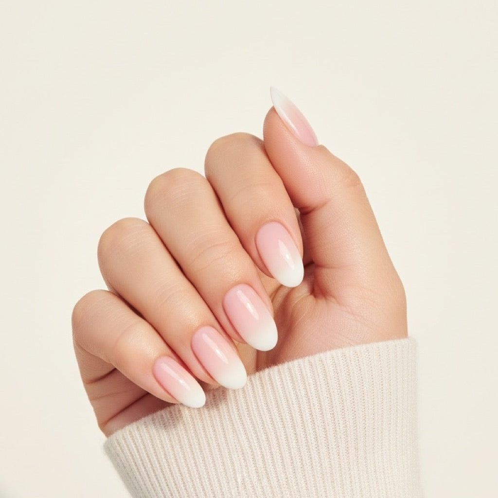 Milk Ombre Press-On Nails NAILINK EVERYDAY press-on nails, worn fist view