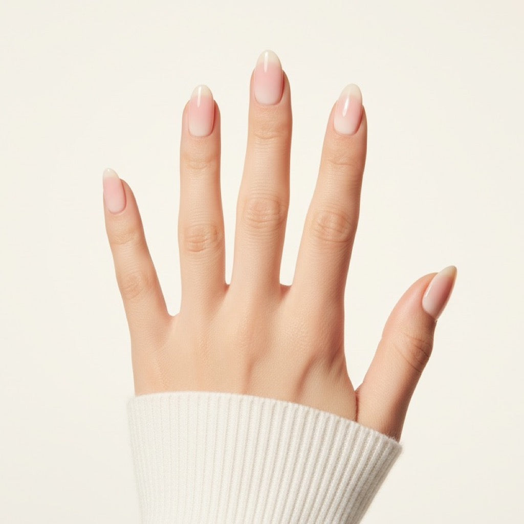 Milk Ombre Press-On Nails NAILINK EVERYDAY press-on nails, five-finger view, 24 nails in 12 sizes