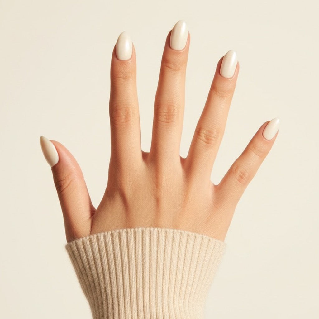 Glazed Milk Press-On Nails NAILINK EVERYDAY press-on nails, five-finger view, 24 nails in 12 sizes