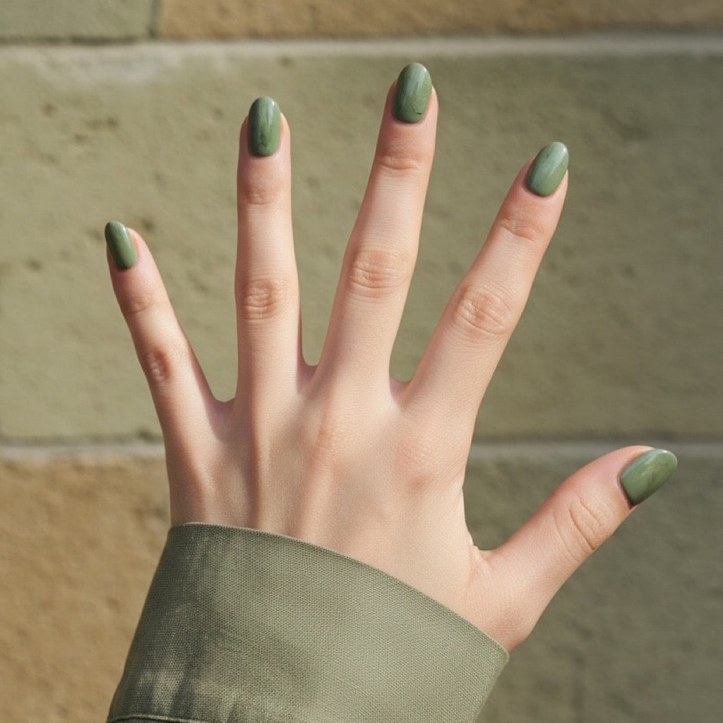 Sage Press-On Nails NAILINK EVERYDAY press-on nails, five-finger view, 24 nails in 12 sizes