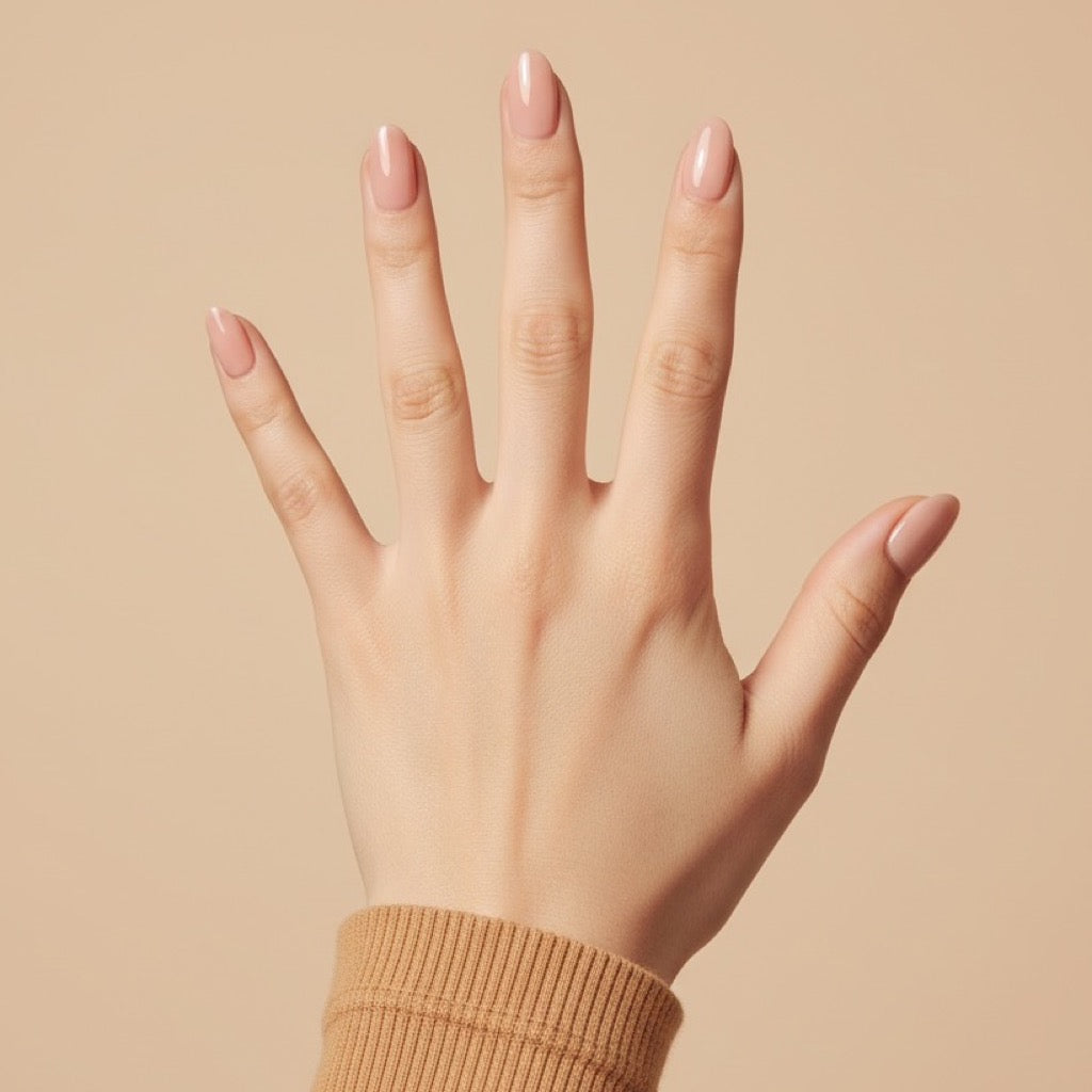 Second Skin Press-On Nails NAILINK EVERYDAY press-on nails, five-finger view, 24 nails in 12 sizes