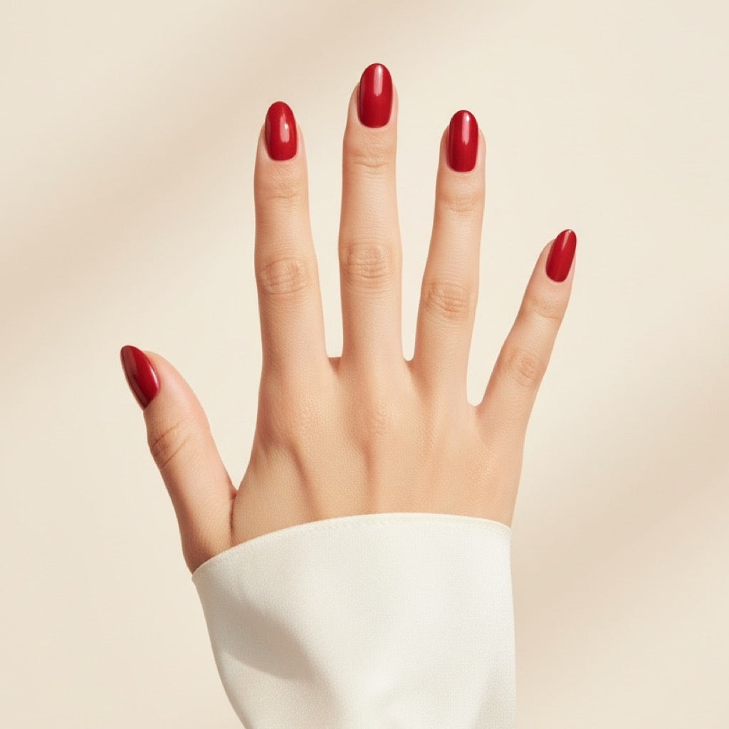 Glazed Cherry Press-On Nails NAILINK EVERYDAY press-on nails, five-finger view, 24 nails in 12 sizes