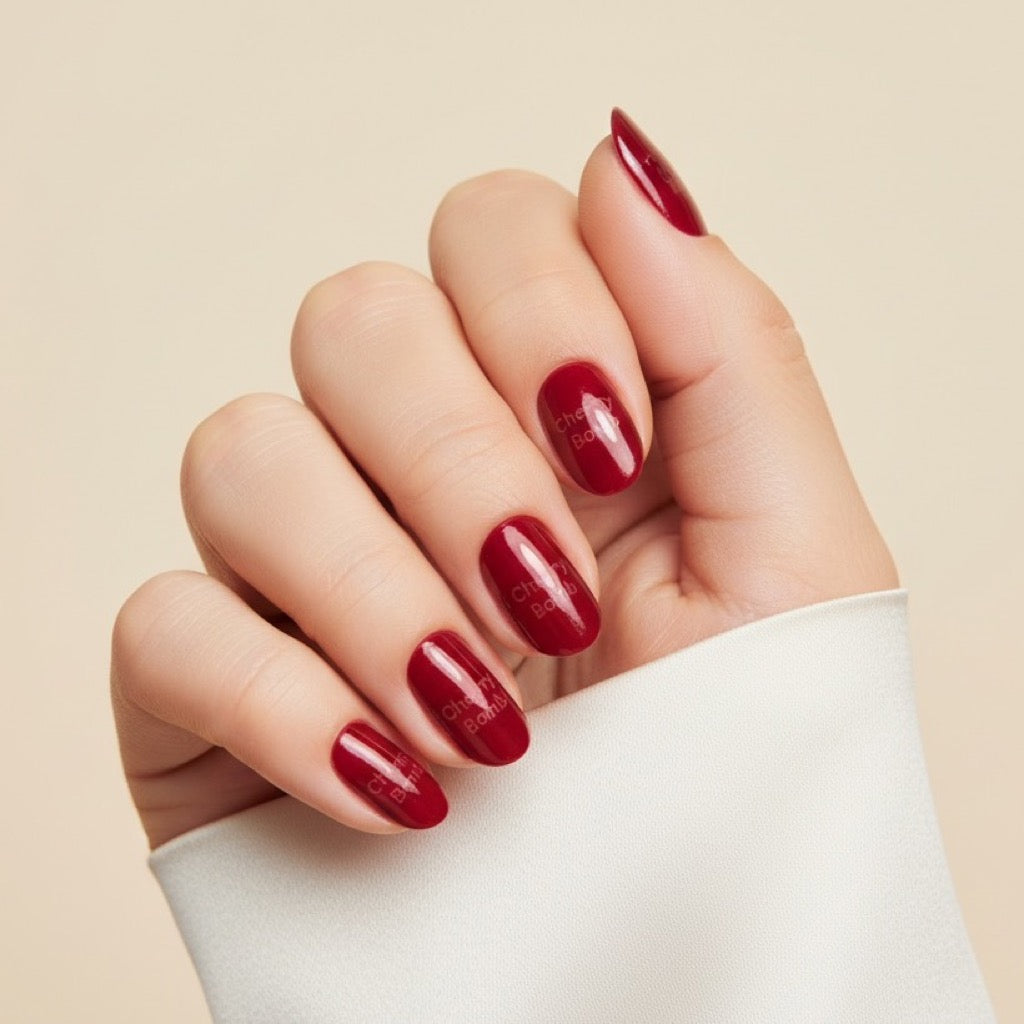 Glazed Cherry Press-On Nails NAILINK EVERYDAY press-on nails, worn fist view