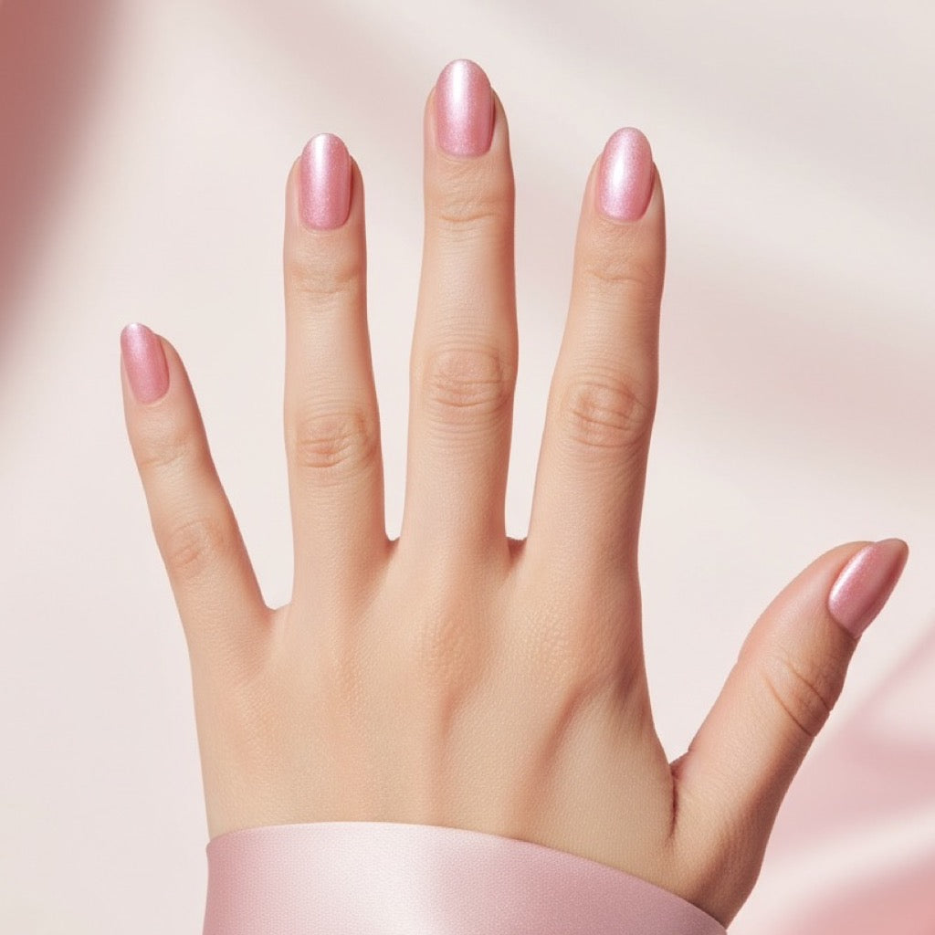 Glazed Petal Press-On Nails NAILINK EVERYDAY press-on nails, five-finger view, 24 nails in 12 sizes