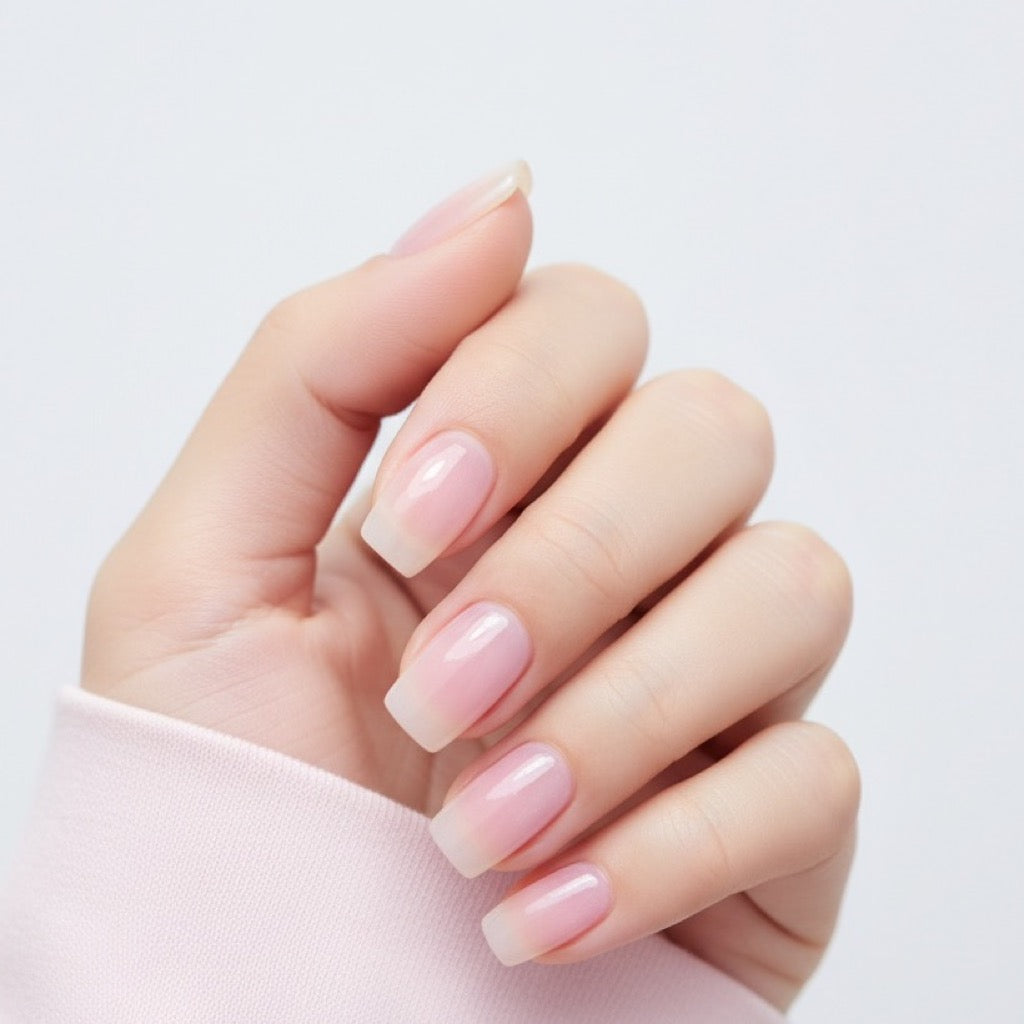 Icy Pink Press-On Nails NAILINK EVERYDAY press-on nails, worn fist view